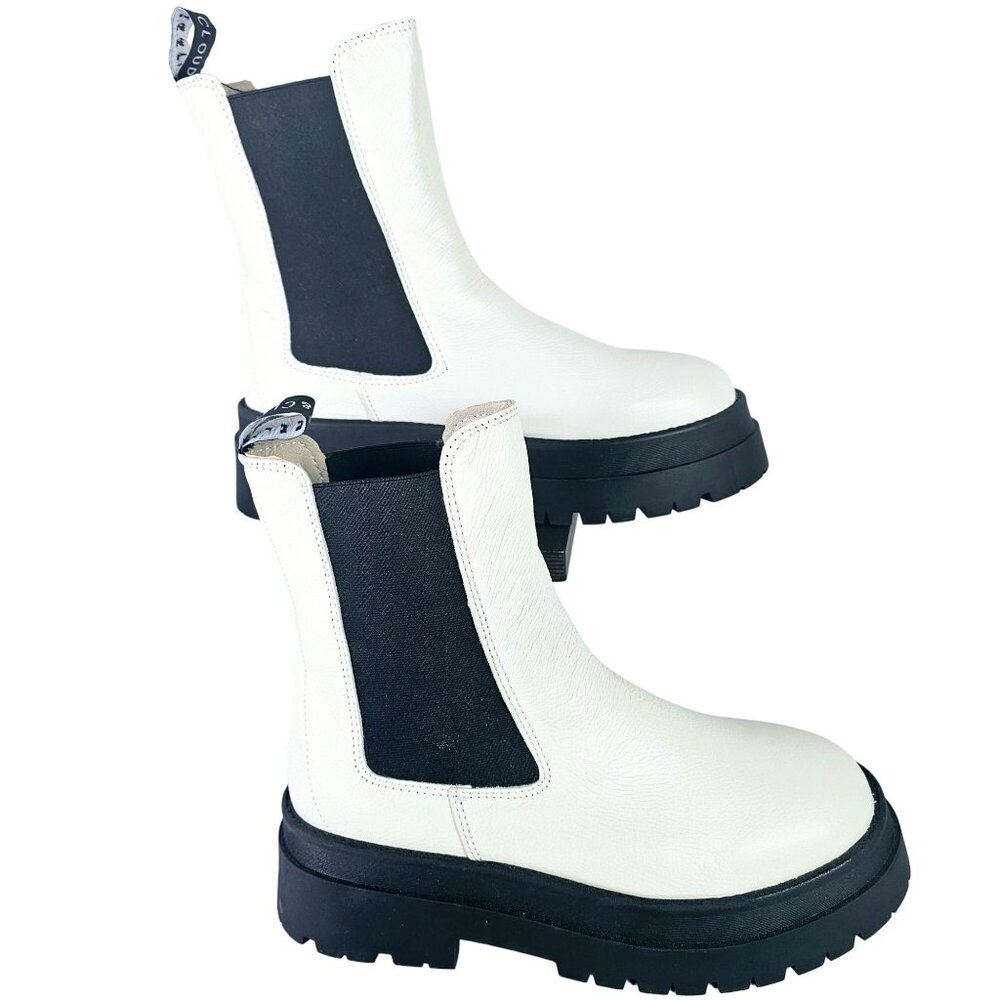 Musse & Cloud White & Black Chelsea Biena Ankle-Boots, Made in Spain, Sz 10 - Picture 3 of 8
